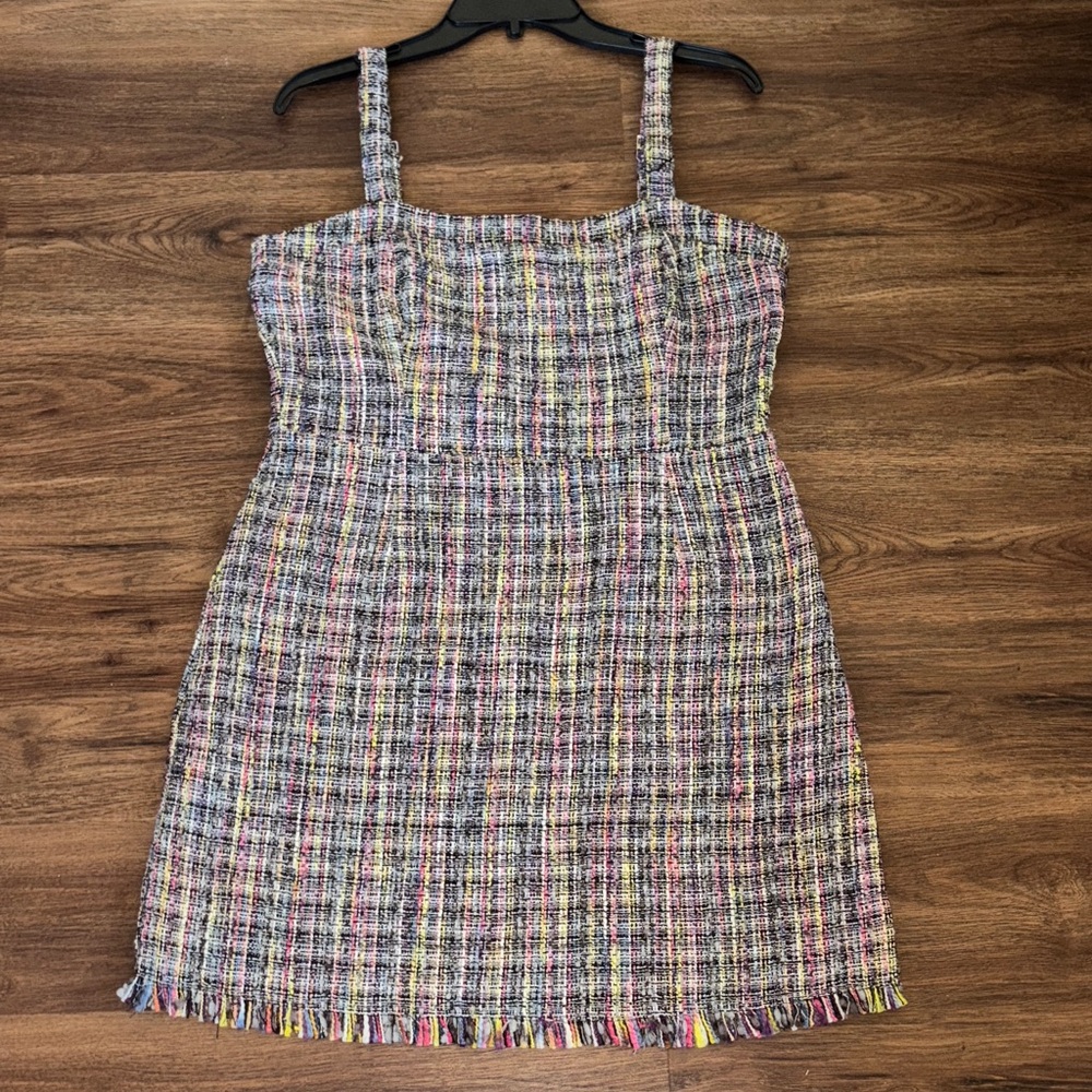 Elegant Multicolor Tweed Mini Dress